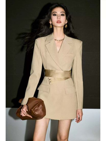 Belted Blazer Suit Dress