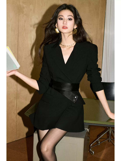 Belted Blazer Suit Dress