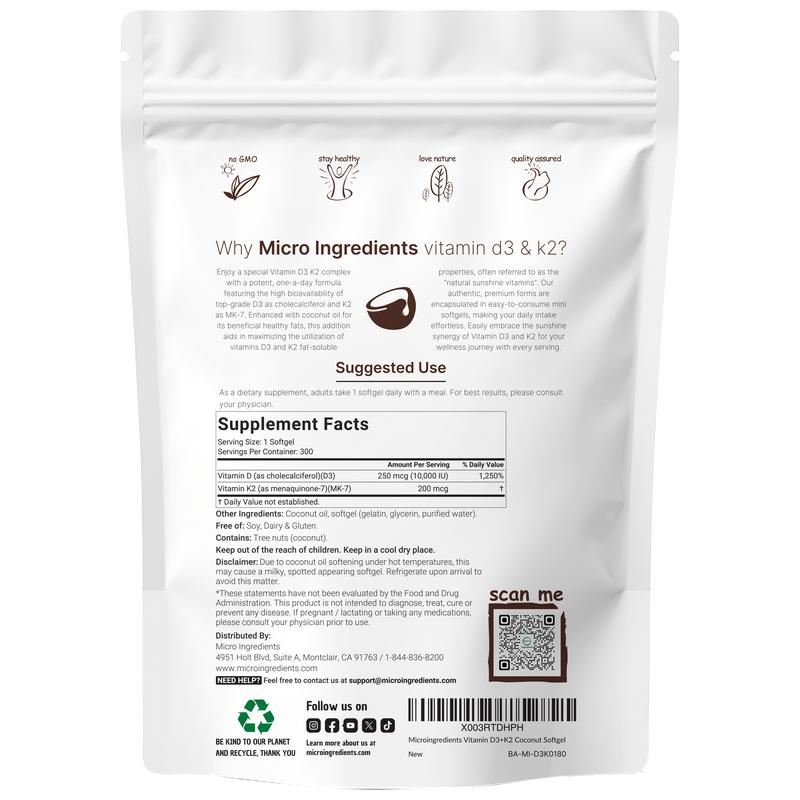 Vitamin D3 K2 Supplement Softgels